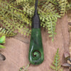 Roimata or Teardrop with Koru carved from Kawakawa Pounamu - NZ Greenstone