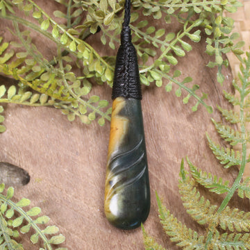 Roimata pendant carved from Flower Jade pounamu - NZ Greenstone