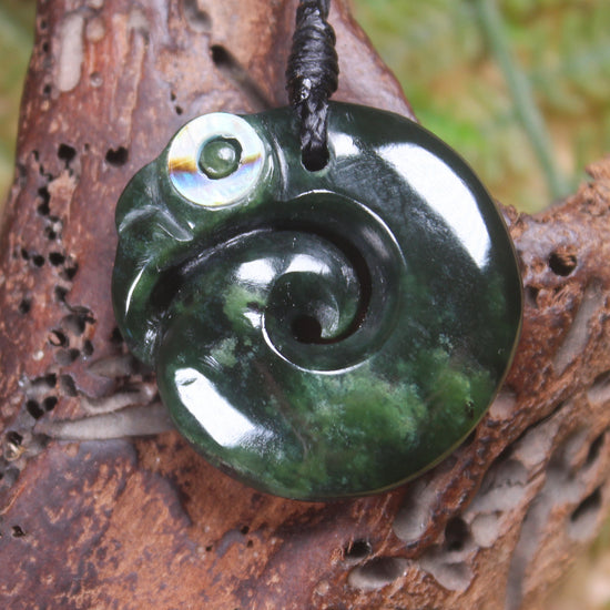 Koropepe carved from Kawakawa Pounamu - NZ Greenstone