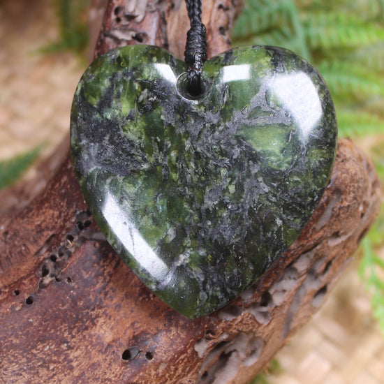 Heart carved from Douglas Creek Pounamu - NZ Greenstone