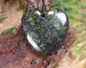 Heart carved from Douglas Creek Pounamu - NZ Greenstone