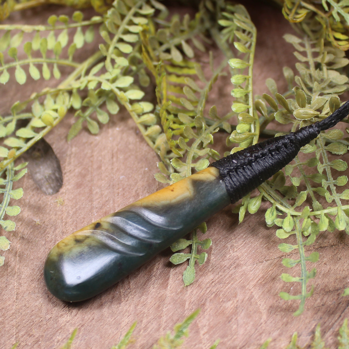 Roimata pendant carved from Flower Jade pounamu - NZ Greenstone