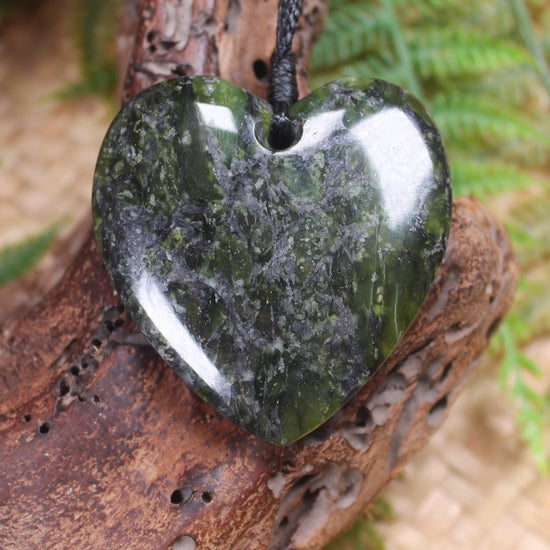 Heart carved from Douglas Creek Pounamu - NZ Greenstone
