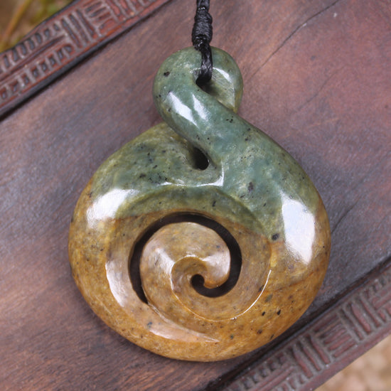 Koru Twist carved from Flower Jade Pounamu - NZ Greenstone