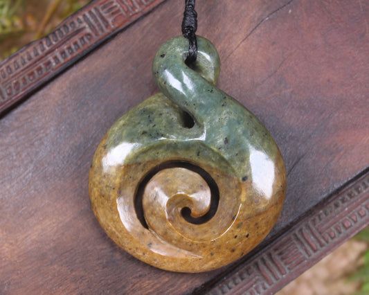 Koru Twist carved from Flower Jade Pounamu - NZ Greenstone