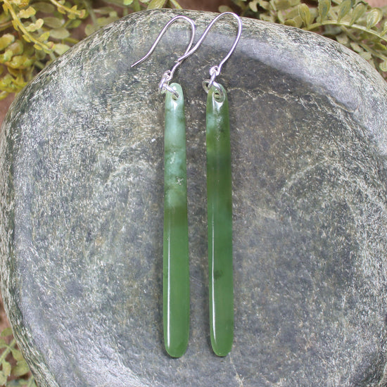NZ Greenstone Roimata Earrings Hapopo Pounamu