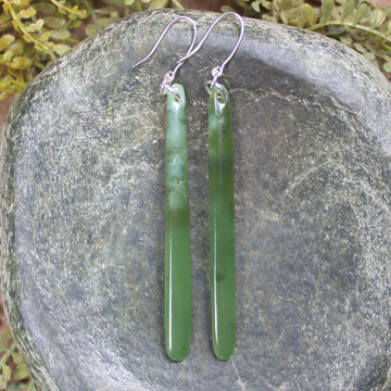 NZ Greenstone Roimata Earrings Hapopo Pounamu