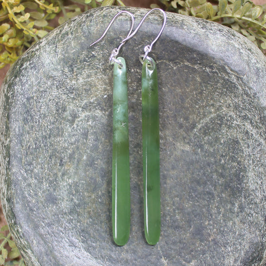 NZ Greenstone Roimata Earrings Hapopo Pounamu