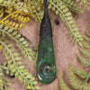 Roimata or Teardrop with Koru carved from Kawakawa Pounamu - NZ Greenstone