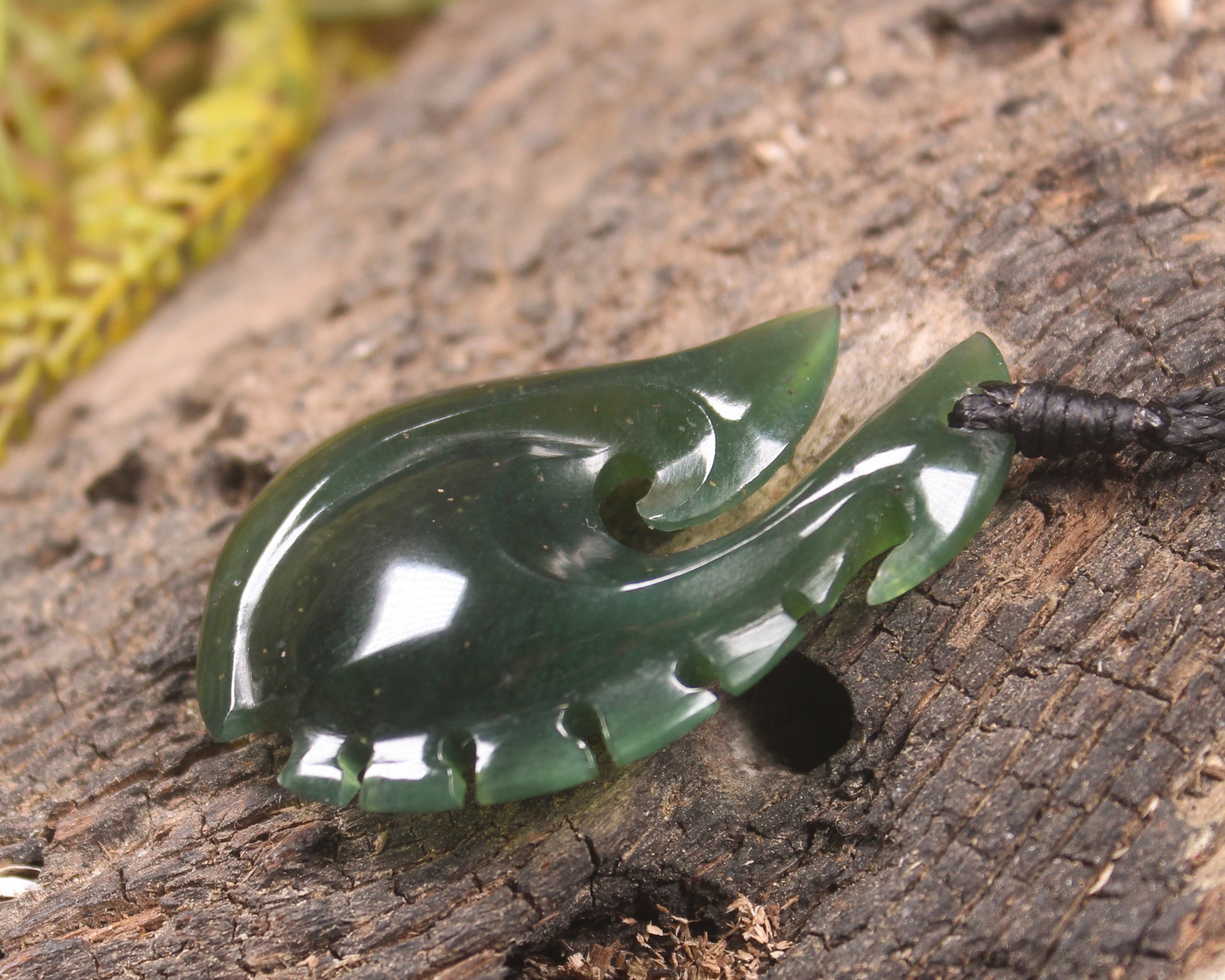 Hei Matau or Fish Hook carved from Tangiwai Pounamu - NZ Greenstone