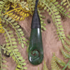 Roimata or Teardrop with Koru carved from Kawakawa Pounamu - NZ Greenstone