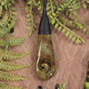 Roimata or Teardop with Koru carved from Totoweka Pounamu - NZ Greenstone