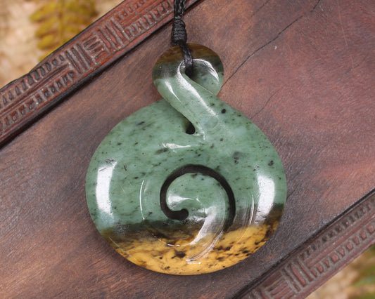 Koru Twist carved from Flower Jade Pounamu - NZ Greenstone