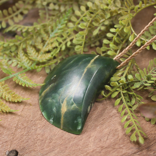 Breastplate or Shield carved from Flower Jade Pounamu - NZ Greenstone