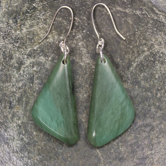 Roimata or Teardrop earrings carved from Inanga Pounamu - NZ Greenstone