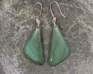 Roimata or Teardrop earrings carved from Inanga Pounamu - NZ Greenstone
