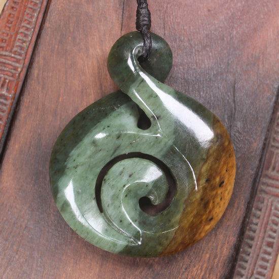 Koru Twist carved from Flower Jade Pounamu - NZ Greenstone