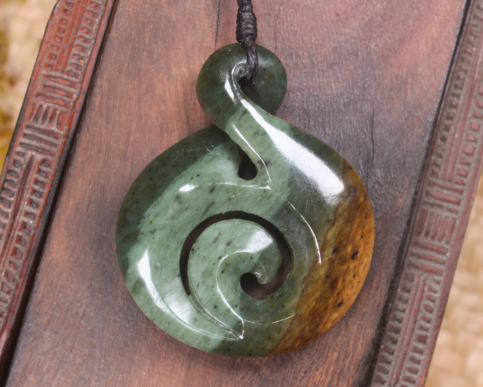 Koru Twist carved from Flower Jade Pounamu - NZ Greenstone