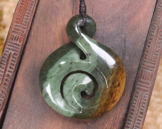 Koru Twist carved from Flower Jade Pounamu - NZ Greenstone