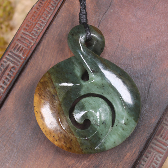 Koru Twist carved from Flower Jade Pounamu - NZ Greenstone