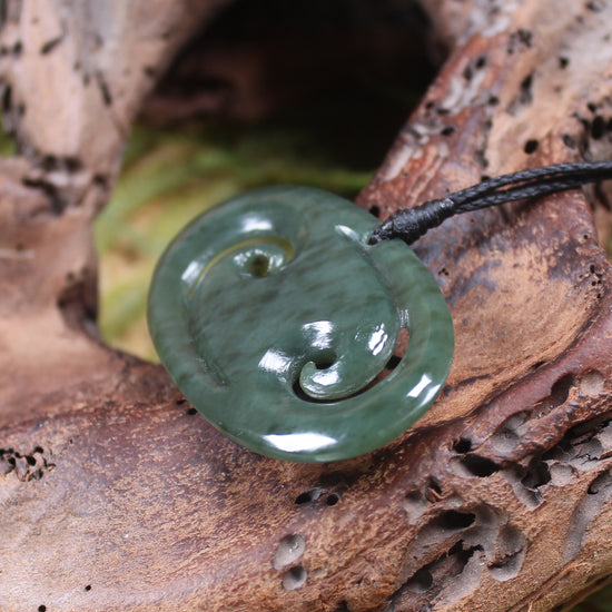 Koru or Spiral carved from Kokopu Pounamu - NZ Greenstone