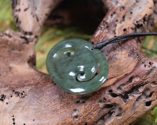 Koru or Spiral carved from Kokopu Pounamu - NZ Greenstone