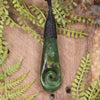 Roimata or Teardop with Koru carved from Kawakawa Pounamu - NZ Greenstone
