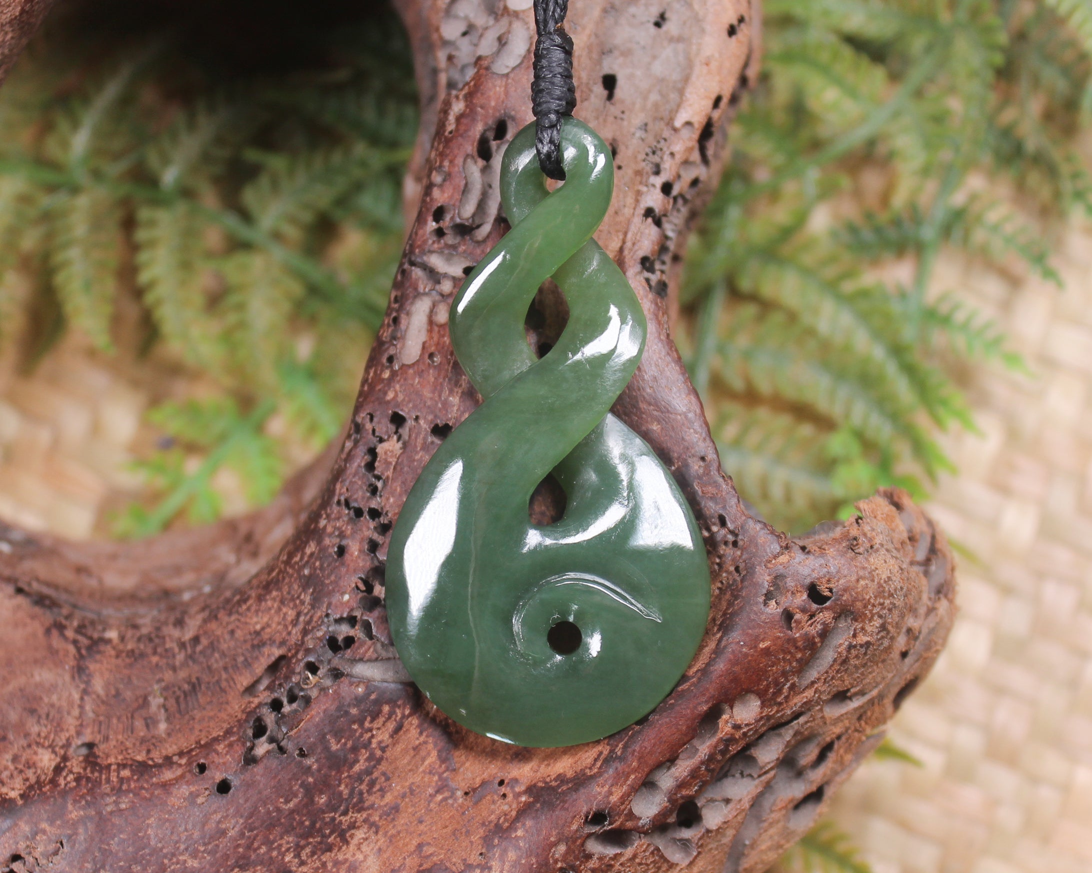 Koru Twist carved from Inanga Pounamu - NZ Greenstone