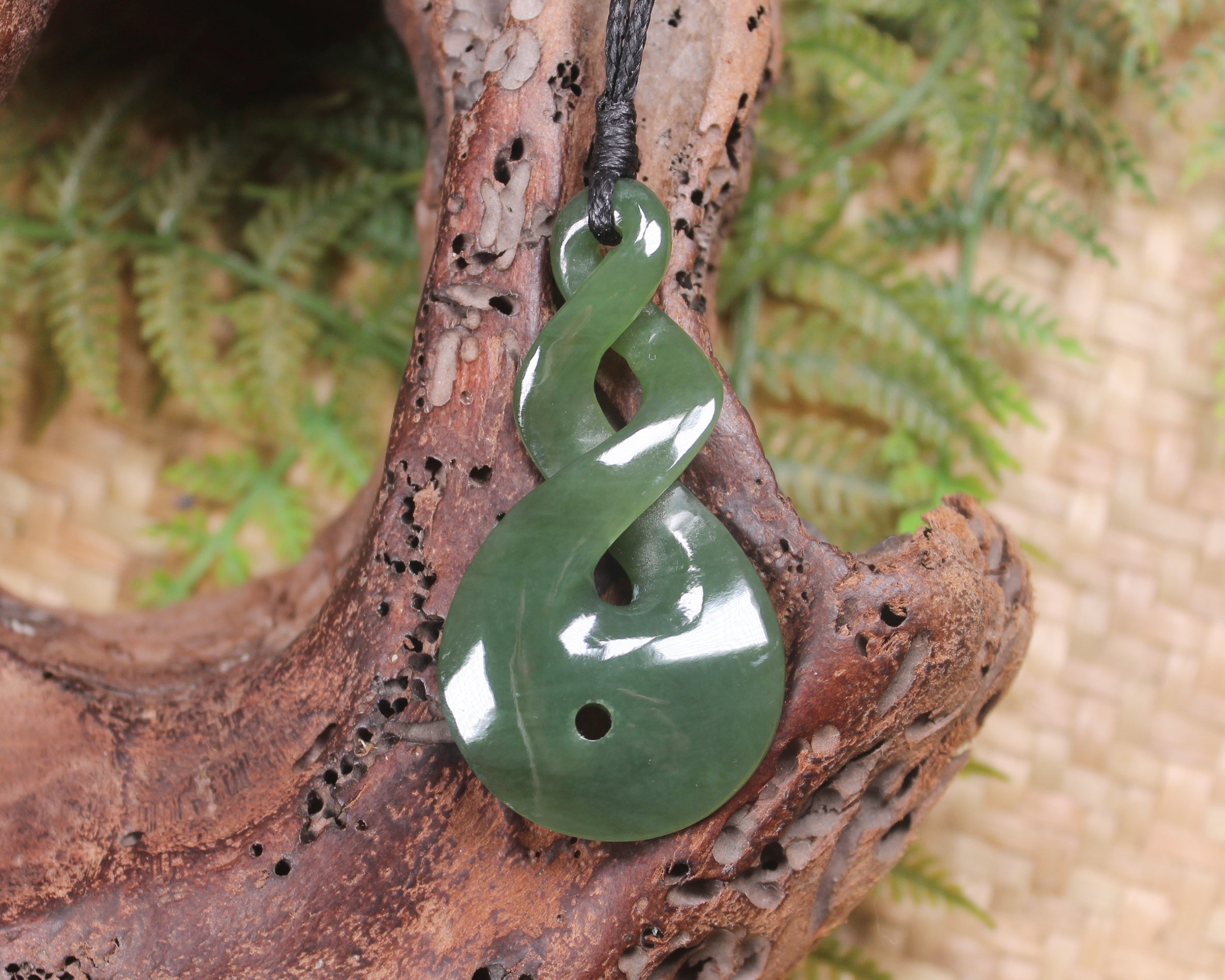 Koru Twist carved from Inanga Pounamu - NZ Greenstone