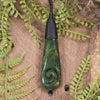 Roimata or Teardop with Koru carved from Kawakawa Pounamu - NZ Greenstone