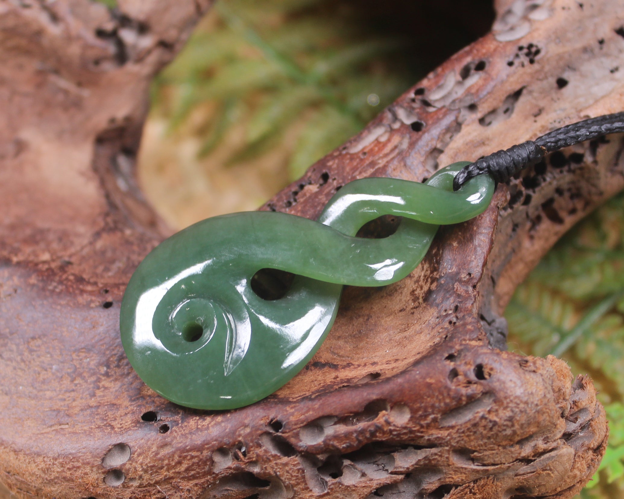 Koru Twist carved from Inanga Pounamu - NZ Greenstone