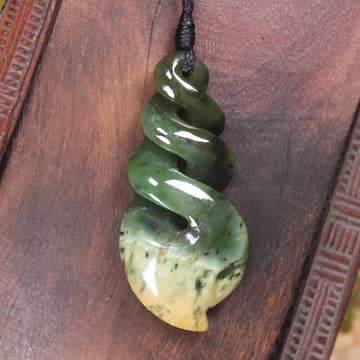 Twist or Pikorua carved from Flower Jade Pounamu - NZ Greenstone