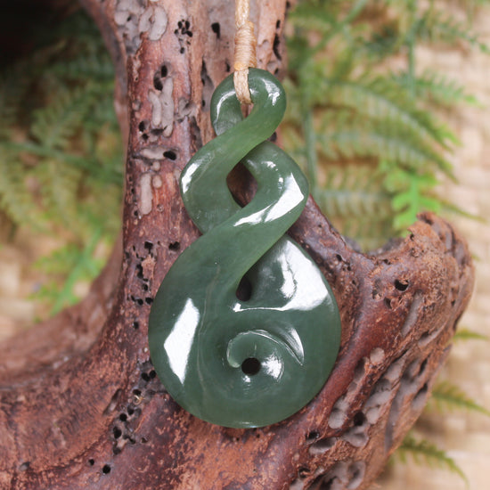 Koru Twist carved from Inanga Pounamu - NZ Greenstone