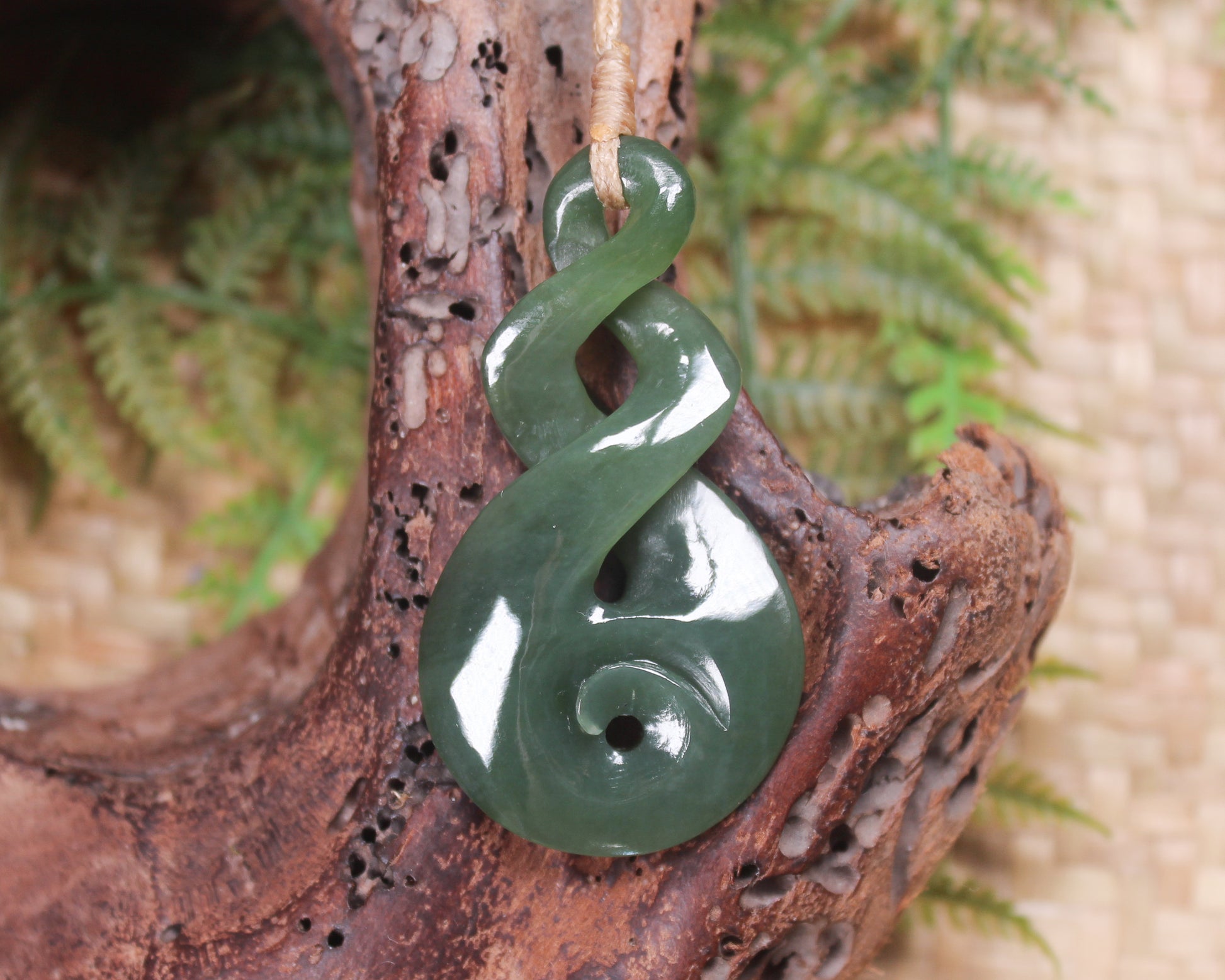 Koru Twist carved from Inanga Pounamu - NZ Greenstone