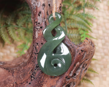 Koru Twist carved from Inanga Pounamu - NZ Greenstone