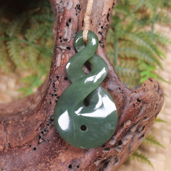 Koru Twist carved from Inanga Pounamu - NZ Greenstone