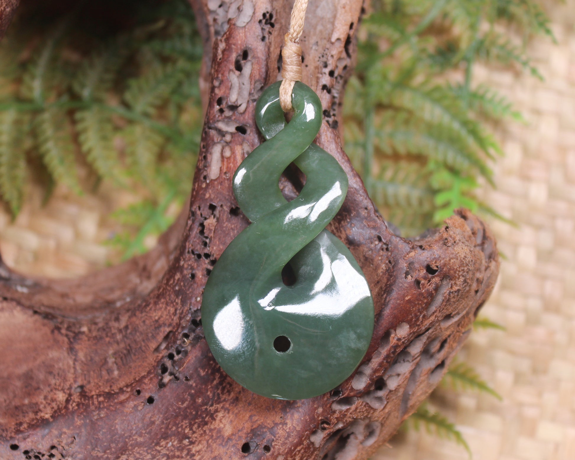 Koru Twist carved from Inanga Pounamu - NZ Greenstone