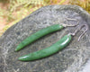 Huia Beak earrings carved from Hapopo Pounamu - NZ Greenstone