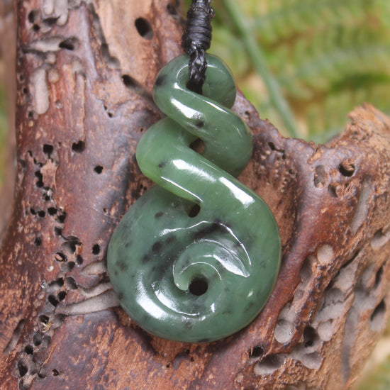 Koru Twist carved from Hapopo  Pounamu - NZ Greenstone