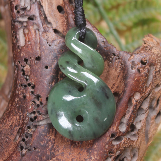 Koru Twist carved from Hapopo  Pounamu - NZ Greenstone