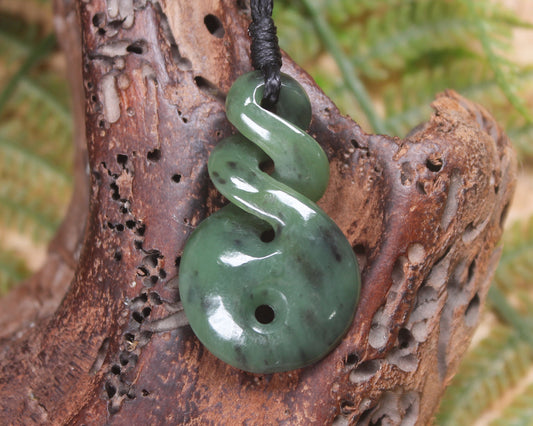 Koru Twist carved from Hapopo  Pounamu - NZ Greenstone
