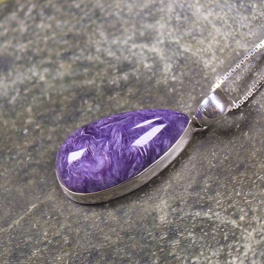 Charoite Small Sterling Silver Pendant (AE931)