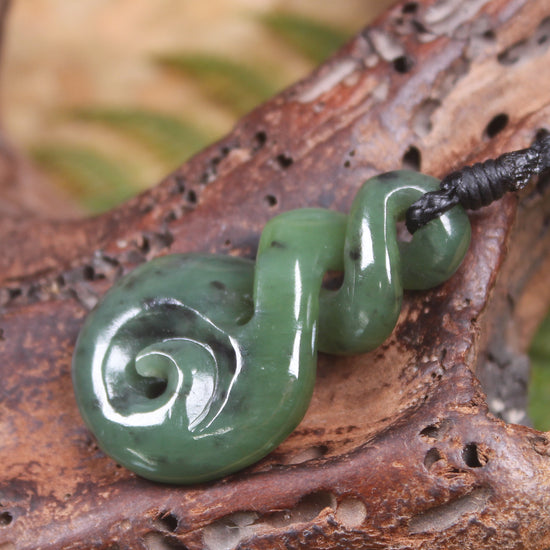 Koru Twist carved from Hapopo  Pounamu - NZ Greenstone