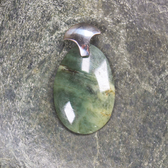 Sterling Silver Greenstone Pendant carved from Flower Jade Pounamu - NZ Greenstone