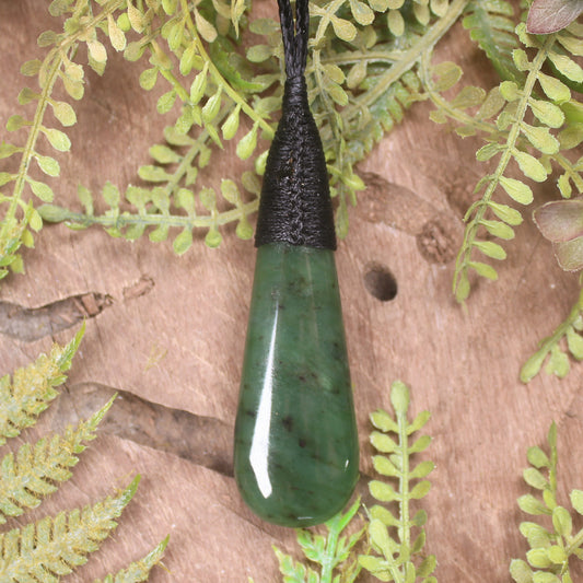 Roimata or Teardop carved from Hapopo Pounamu - NZ Greenstone