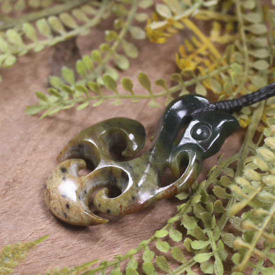 Manaia carved from Flower Jade Pounamu - NZ Greenstone