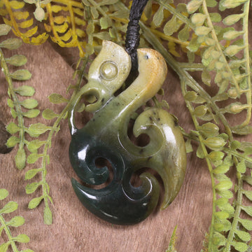 Manaia carved from Flower Jade Pounamu - NZ Greenstone