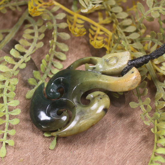 Manaia carved from Flower Jade Pounamu - NZ Greenstone