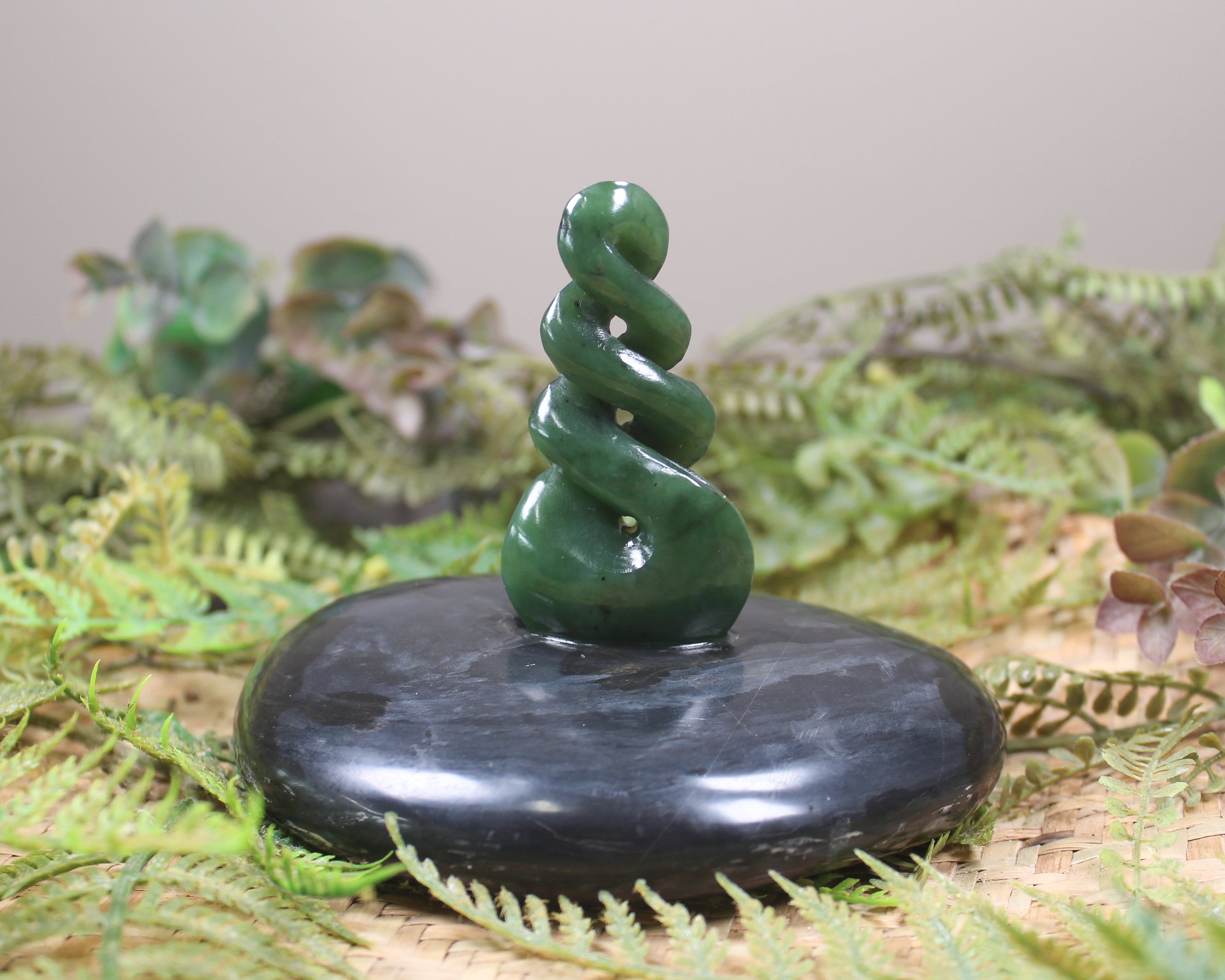 Twist Sculpture carved from Hapopo Pounamu - NZ Greenstone