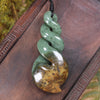 Twist or Pikorua carved from Flower Jade Pounamu - NZ Greenstone